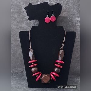 "Pacific Paradise" Chunky Beaded Geometric Necklace and Earring Set